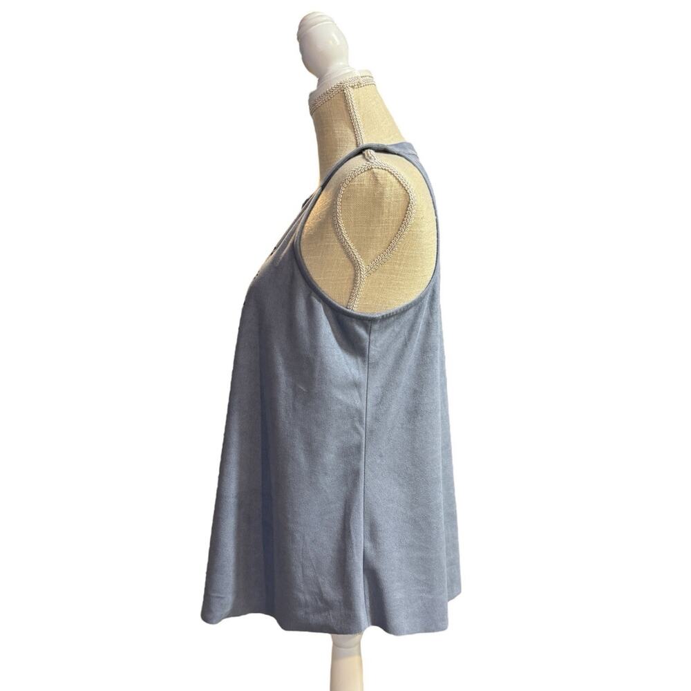 Altar'd State Halter Tank Festival Boho Womens Blue Faux Suede Eyelet Cut Large - Picture 9 of 12